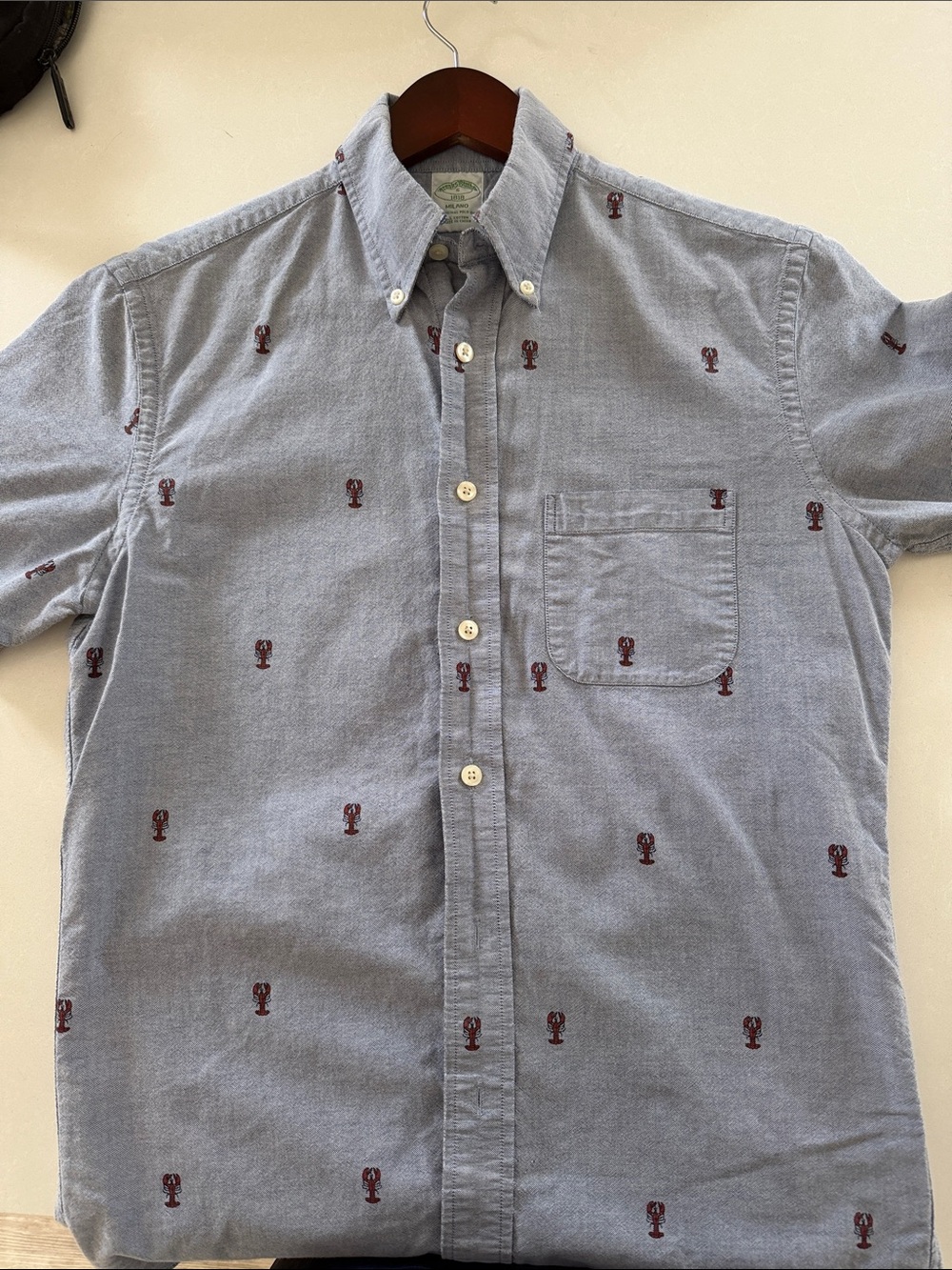 Milano Light Blue Casual Button-Down Shirt with Red Embroidery